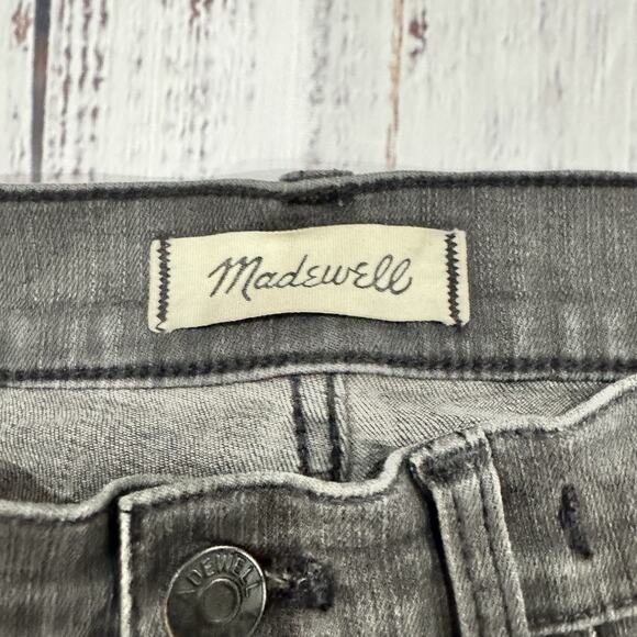 Madewell 9” Mid Rise Skinny Jeans 25 Washed Black Distressed Raw Hem Stretch - Picture 3 of 7